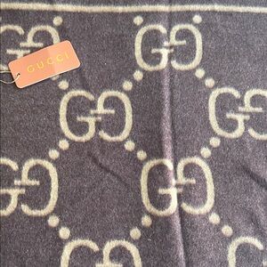 Gucci Dark Brown and Cream GG Logo Scarf